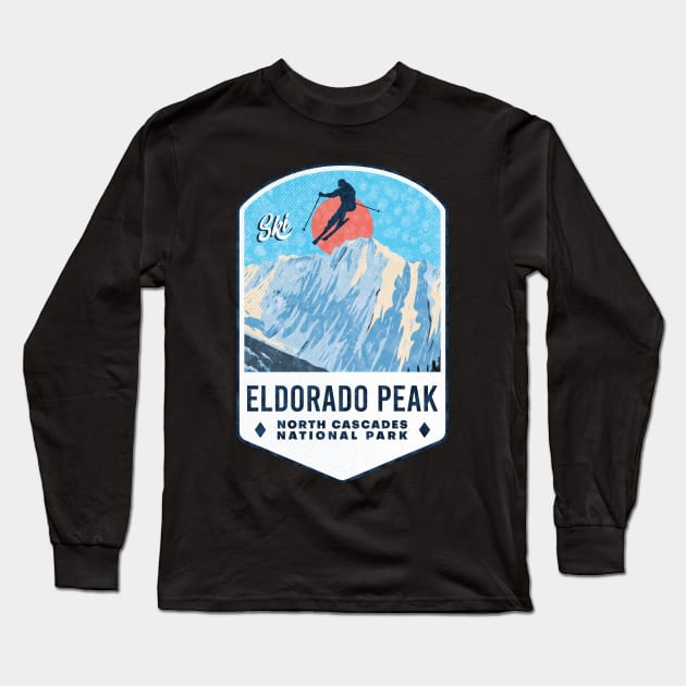 Ski Eldorado Peak North Cascades National Park Long Sleeve T-Shirt by JordanHolmes